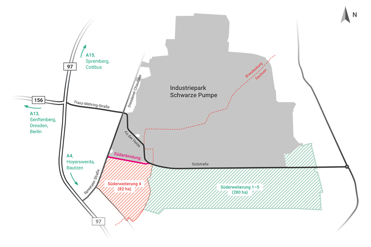 Grafik der Süderweiterung des Industrieparks Schwarze Pumpe (ISP)