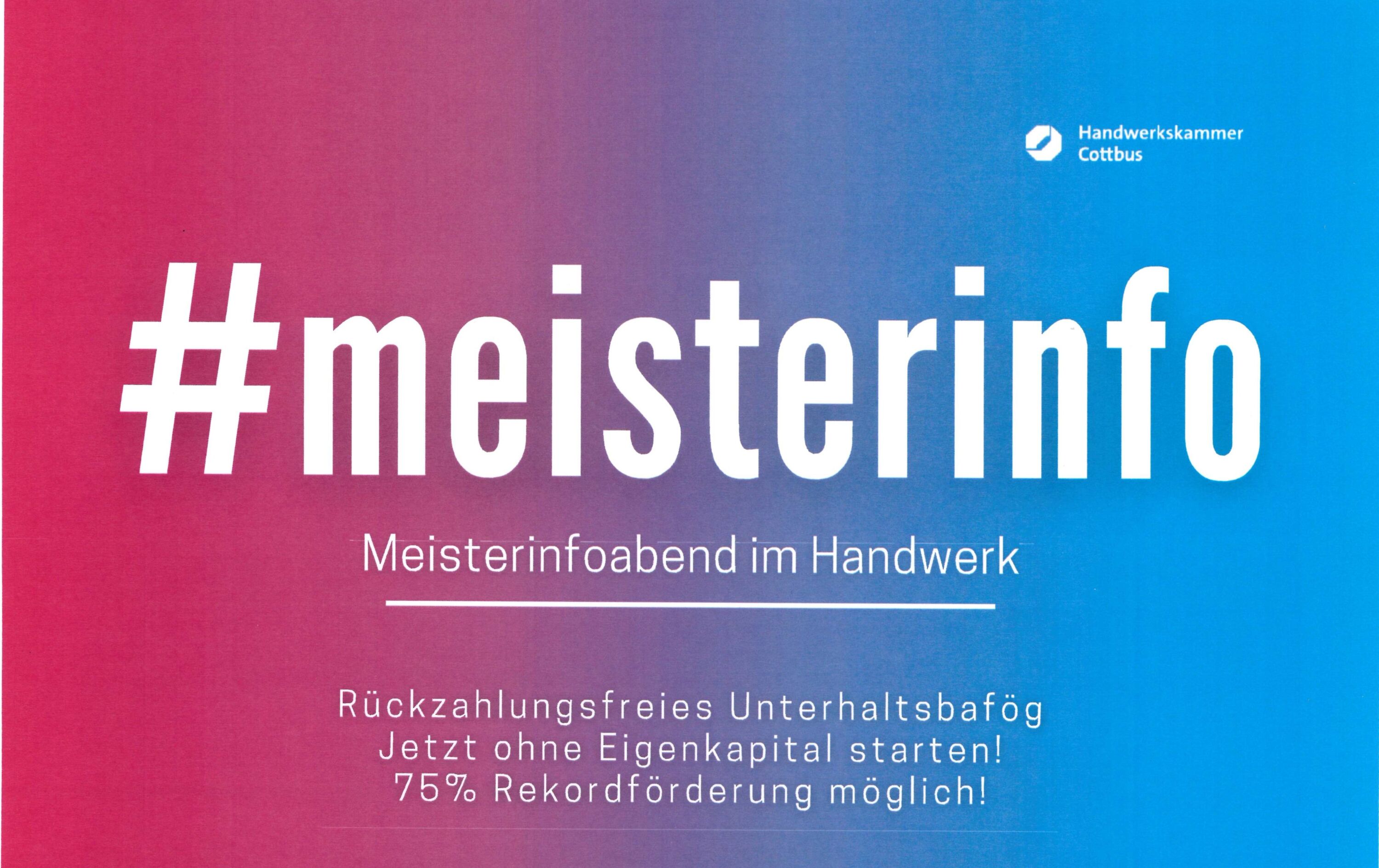Zum Meisterinfoabend im Handwerk wird am 10. Dezember 2025 in Spremberg eingeladen.